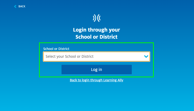 Select your school or district menu